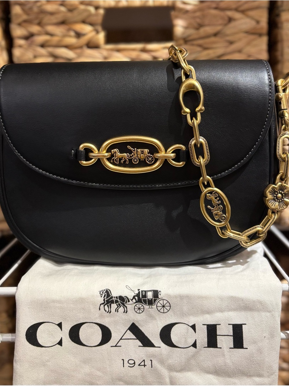 Coach Harley Crossbody (Large) in Black and Gold